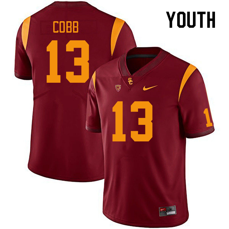 Youth #13 Mason Cobb USC Trojans College Football Jerseys Stitched Sale-Cardinal